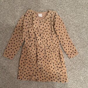 Zara cord Stylish Tan and Black floral Kids Dress